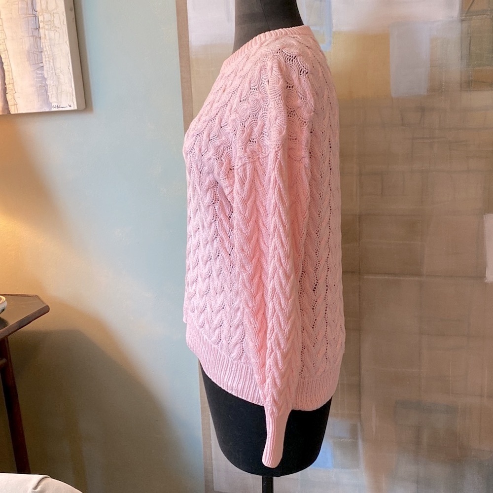 Lovely Pink Long Sleeve Cable Knit Sweater - Picture 4 of 13